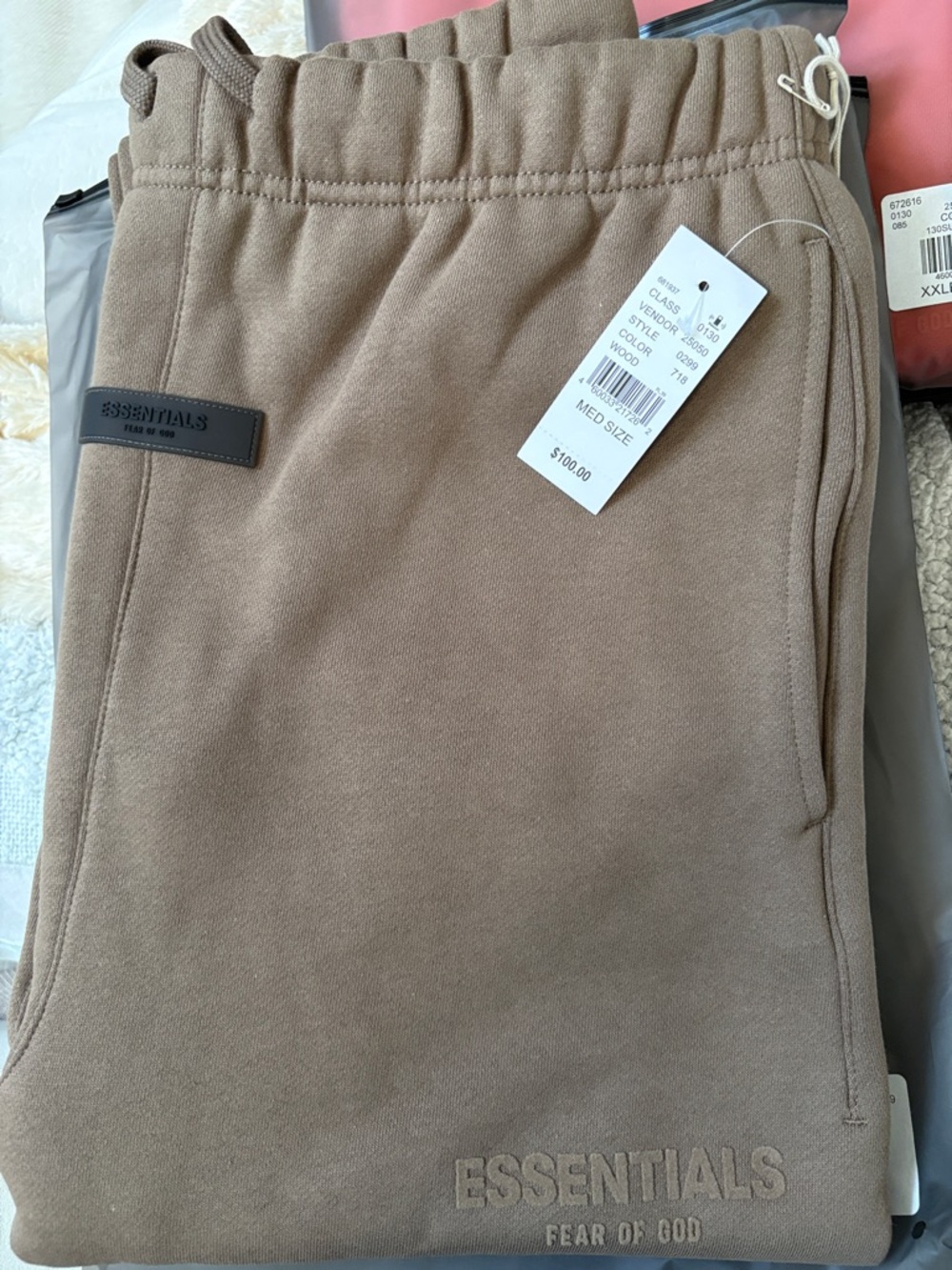 NEW Essentials Fear of God RELAXED Fit Sweatpants Wood SS22 AUTHENTIC 💯 - Picture 2 of 7